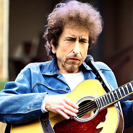 Image similar to bob dylan playing his guitar in wantage united kingdom, photograph