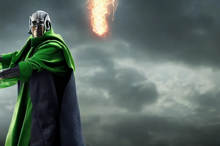 Image similar to modern MCU style Doctor Doom, marvel cinematic multiverse, ultra realistic, 4K, movie still, UHD, sharp, cinematic