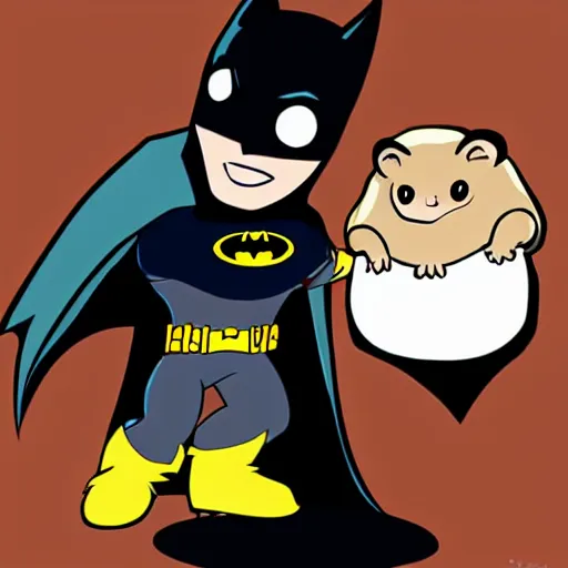 Prompt: batman petting a hamster in chibi art style