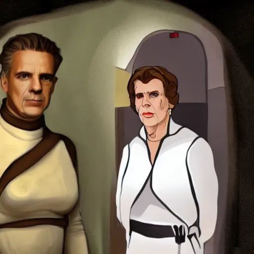 Image similar to Jordan Peterson as leia slave