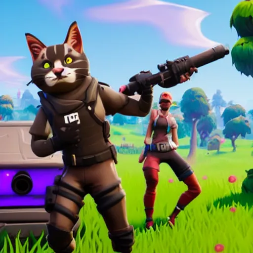 Image similar to a cat as a fortnite character