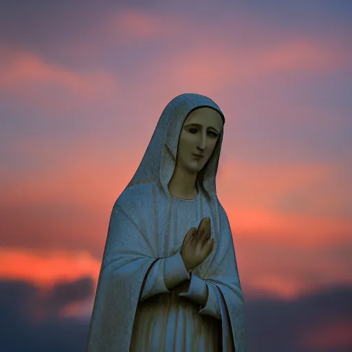 Image similar to virgin mary face statue in form of sunset clouds