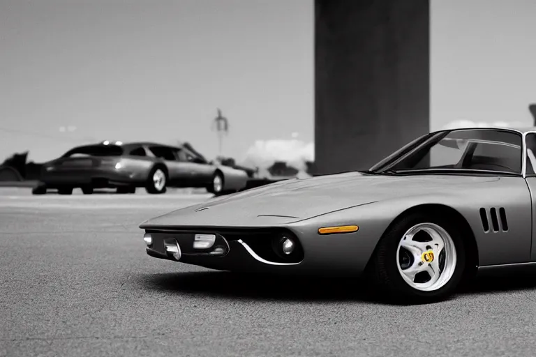 Prompt: a highly detailed cinematic photograph of a ferrari, ultra realistic, depth, beautiful lighting, moonlit parking lot, by richard avedon and annie leibovitz and arnold newman, photorealistic, hyperrealistic, octane, epic composition, hasselblad camera, 5 0 mm, sharp focus, kodak tri - x 3 5 mm, masterpiece, vray, vibrant colors