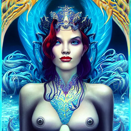 Image similar to underwater queen naga portrait, Pixar style, by Tristan Eaton Stanley Artgerm and Tom Bagshaw.