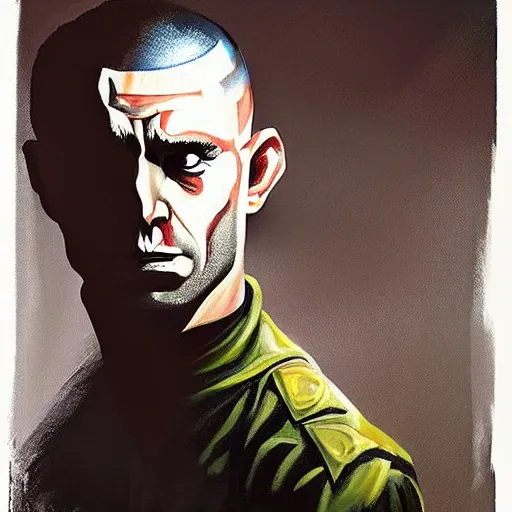 Prompt: beautiful painting of an orc that looks like travis bickle from taxi driver, cinematic lighting