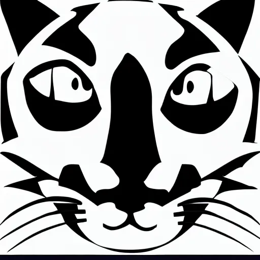 Prompt: cat face with black color low poly vector image black and white transparent background,