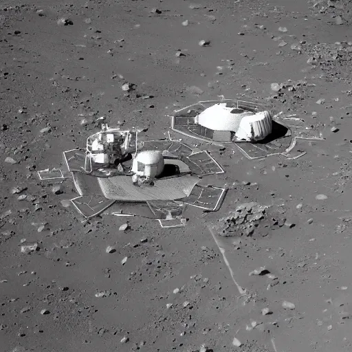 Image similar to ariel shot of a martian colony, detailed mars exploration