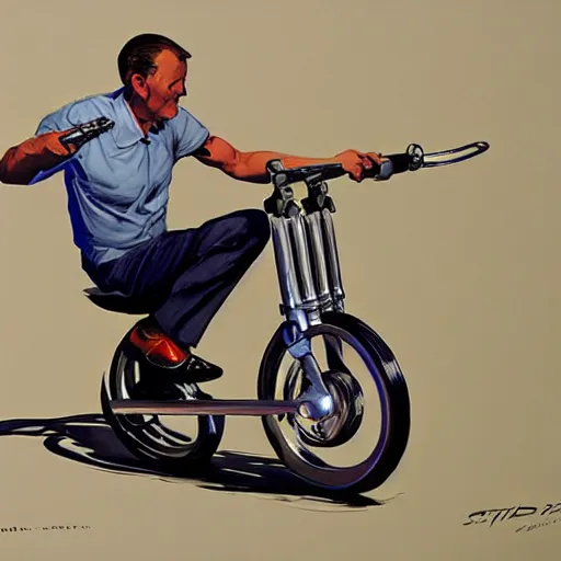 Prompt: concept art for a car unicycle, painted by syd mead, high quality