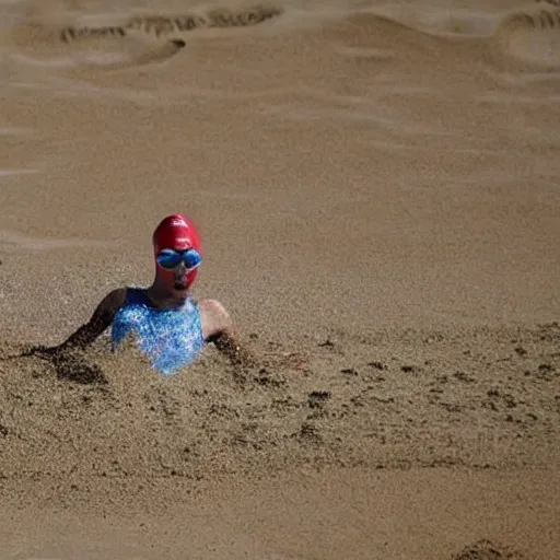 Image similar to olympic swimming in sand, instead of water there is sand, extremely coherent