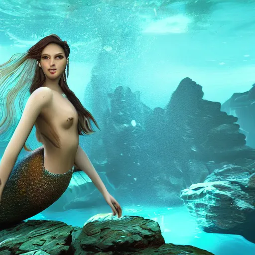 Prompt: a portrait of mermaid underwater atlantis, 4 k, photorealistic, organic, unreal engine