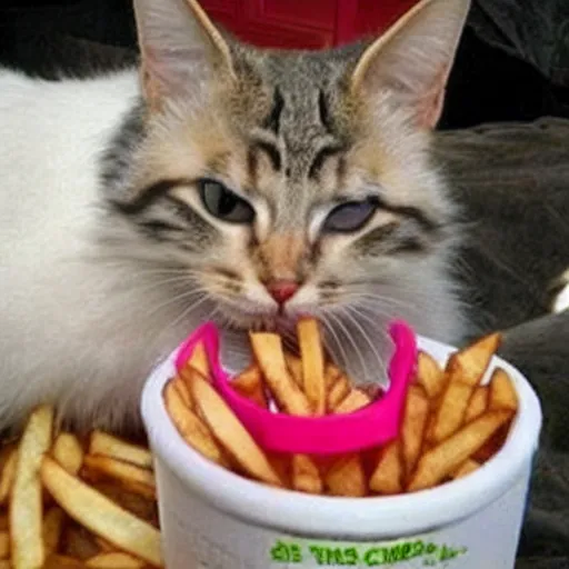 Image similar to is that a cat or an order of fries? i honestly can't tell.