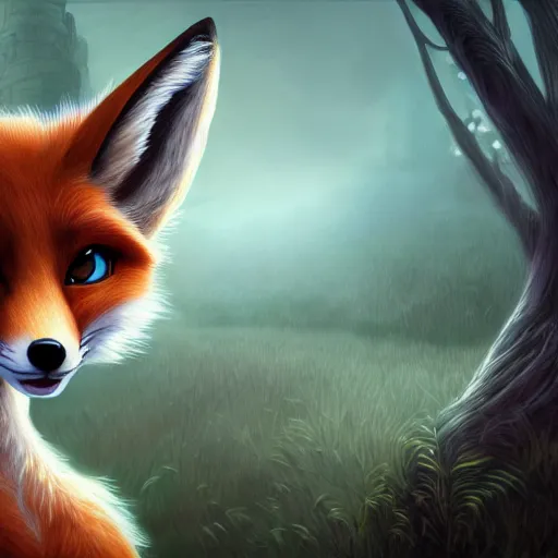 Image similar to award - winning extremely detailed fantasy art of a cute female anthro fox with big eyes, 4 k