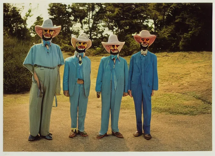 Prompt: dramatic color photo of dadcore occult wizards on vacation at pedroland park by basil wolverton by robert crumb by william eggleston by annie leibovitz, detailed and creepy, fujifilm velvia 5 0, color photography, sigma 2 8 mm