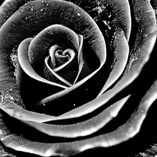 Image similar to award - winning macro of a beautiful black rose made of glowing molten magma