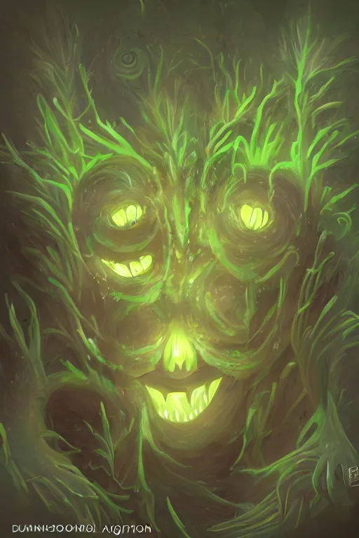 Prompt: a glowing humanoid figure plant monster with large eyes, smiling, highly detailed, digital art, sharp focus, trending on art station, plant, anime art style