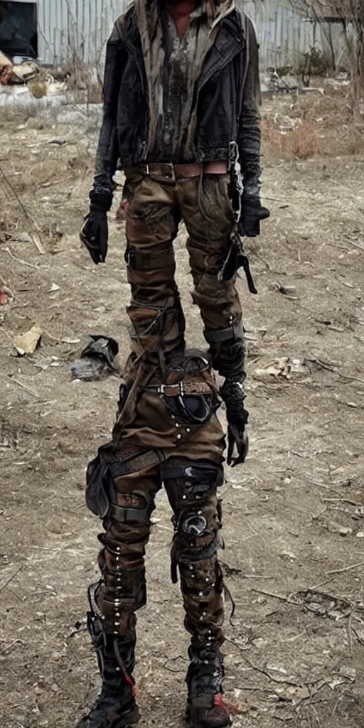 Image similar to post-apocalyptic fashion outfit