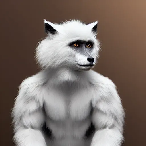 Prompt: fox as a monkey, fluffy white fur, very long tail, award winning creature portrait photography, extremely detailed, artstation, 8 k, sensual lighting, incredible art, wlop, artgerm