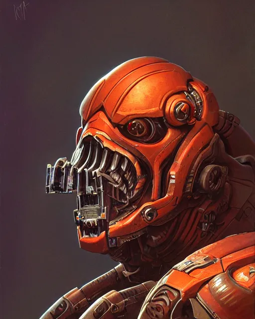 Image similar to portrait of a strogg cyborg from quake 2, by michael whelan, trending on artstation, 4 k,