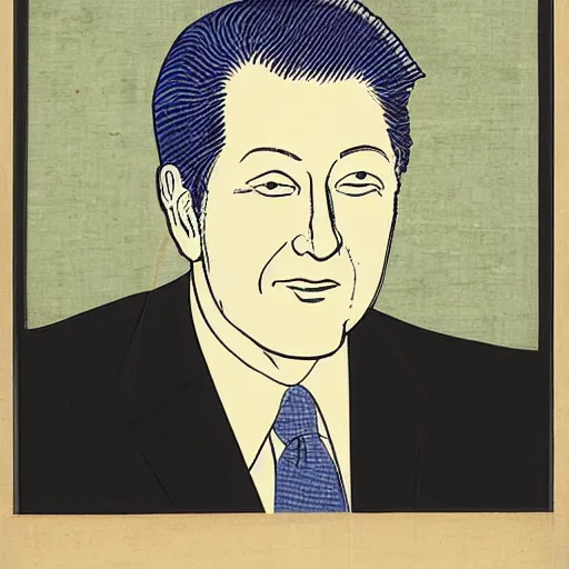 Prompt: ukiyo-e portrait of president bill clinton-n 4