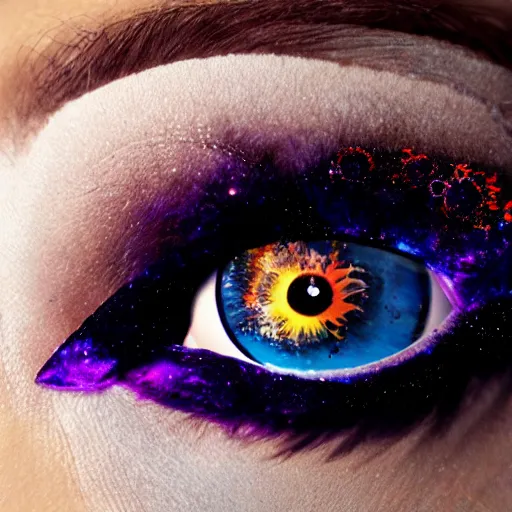 Prompt: Liminal space in outer space, eye makeup-n 4