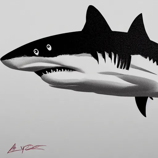 Prompt: a shark by andy warhol, digital art, trending on artstation