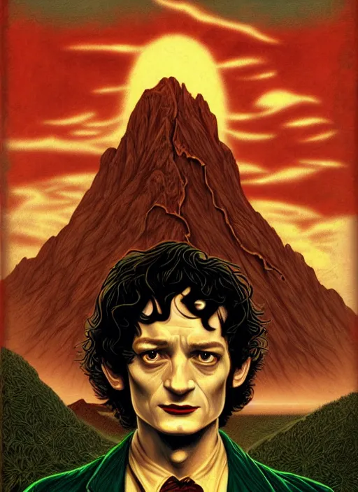 Image similar to twin peaks poster art, frodo baggins vs gollum, old retro pulp noir comic cover, by michael whelan, rossetti bouguereau, artgerm, retro, nostalgic, old fashioned