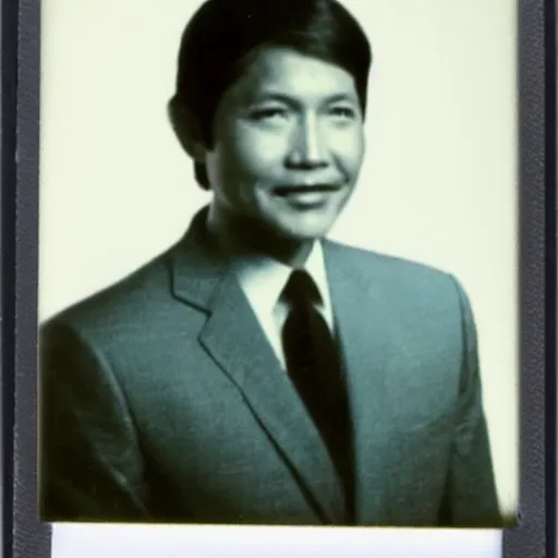 Image similar to a polaroid photo of BongBong Marcos as D.B. Cooper