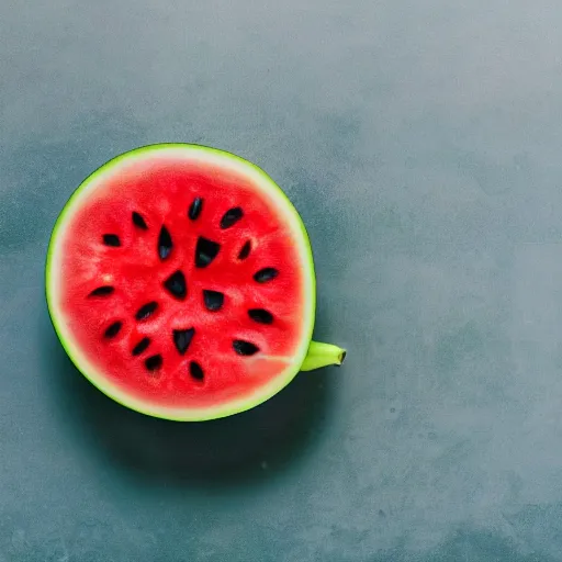 Prompt: a banana sitting in a bowl with the skin of a watermelon