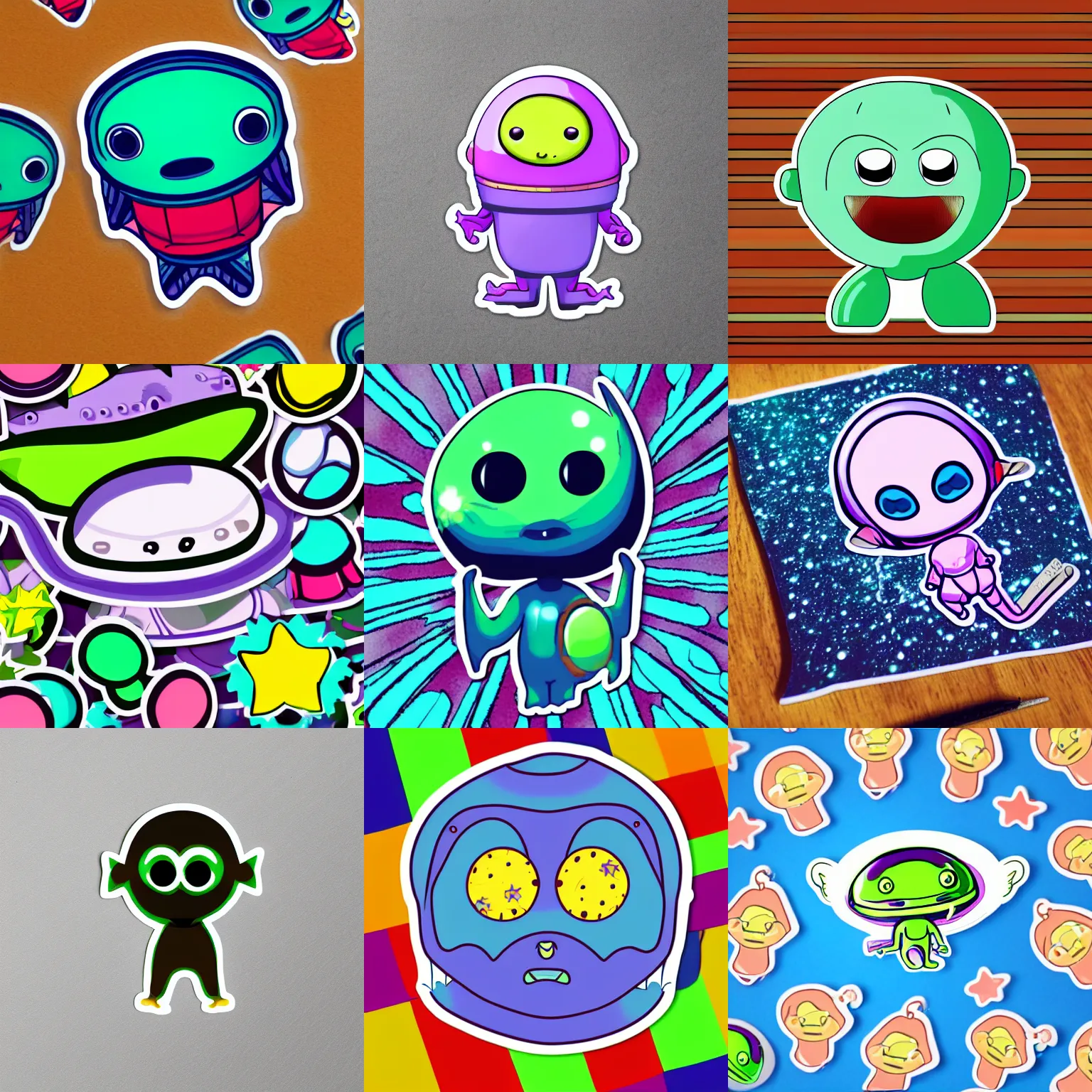 Prompt: a detailed sticker of a cute alien, solid background