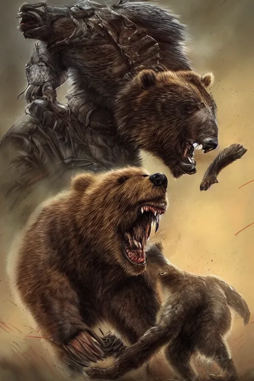 Image similar to Predator fighting a bear highly detailed artstation