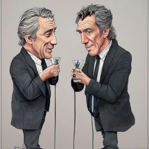 Prompt: Robert De Niro and Hugh Laurie, artwork by Daniel Merriam,