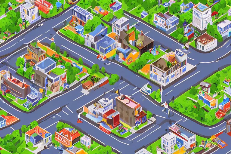 Image similar to isometric stylized pixel city, eboy