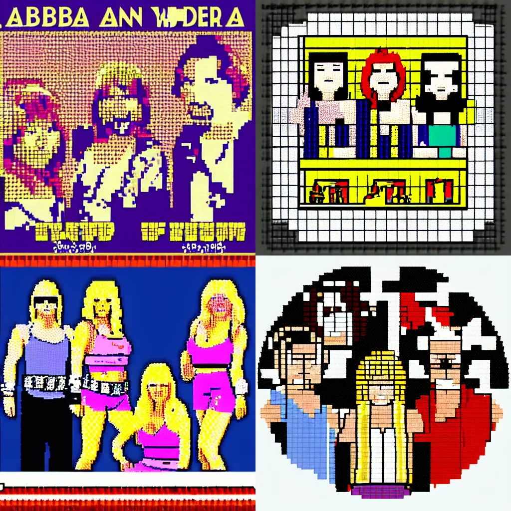 Prompt: abba band members inn wwe ring, 8 - bit art style