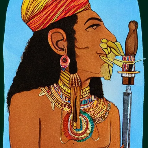 Prompt: ehgyptian mau smoking weed