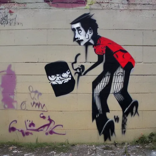 Image similar to transylvanian folk art, in the style of graffiti, made by banksy