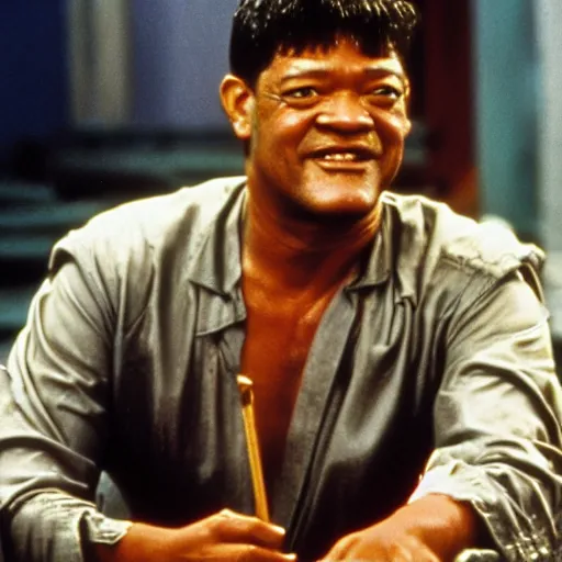 Image similar to Somewhere between Apocalypse Now and The Matrix, let's remember Laurence Fishburne was Cowboy Curtis on Pee Wee's Playhouse in the 80s