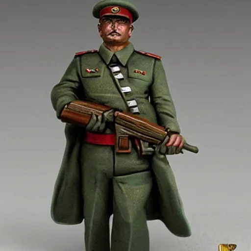 Prompt: among us character in the soviet military form