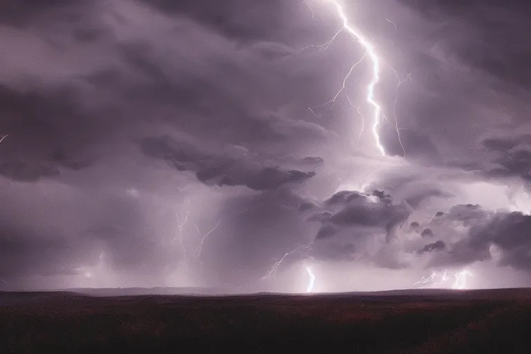 Image similar to photo of monstrous tornado, night, backlit by lightning, hyperdetailed artstation