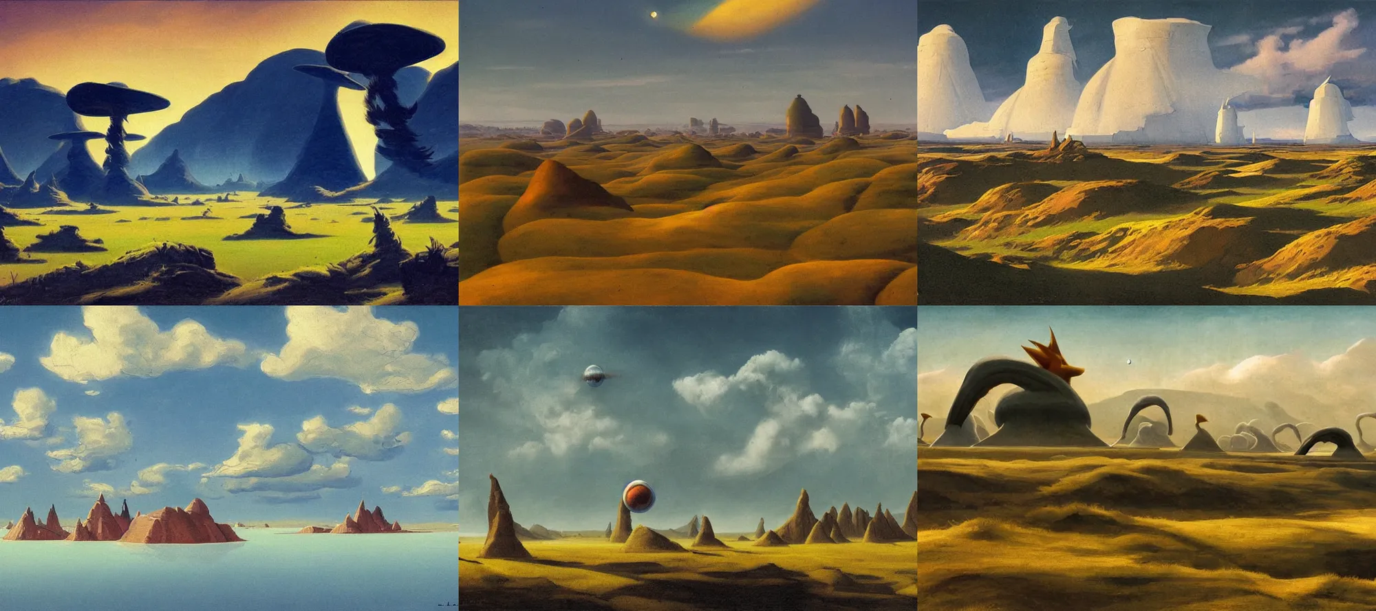 Prompt: Great Plains in the style of Dr. Seuss, starships, painting by Raphael Lacoste