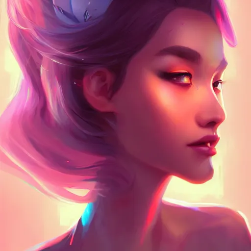 Image similar to a portrait of a beautiful model, art by lois van baarle and loish and ross tran and rossdraws and sam yang and samdoesarts and artgerm, digital art, highly detailed, intricate, sharp focus, Trending on Artstation HQ, deviantart, unreal engine 5, 4K UHD image