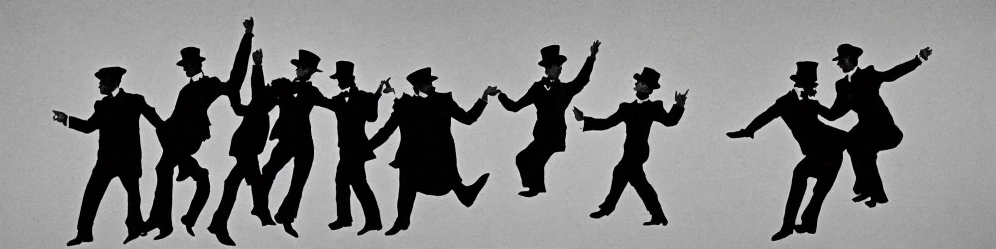 Prompt: ministry of silly walks study in the year 1865, very silly, silhouette