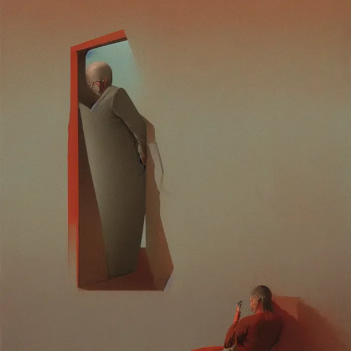 Image similar to portrait painting, science fiction, Edward Hopper and James Gilleard, Zdzislaw Beksinski, highly detailed