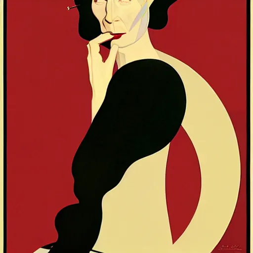 Image similar to a portrait by coles phillips of the stunningly beautiful actree, tilda swinton, mucha, kandinsky, art deco, decadence,