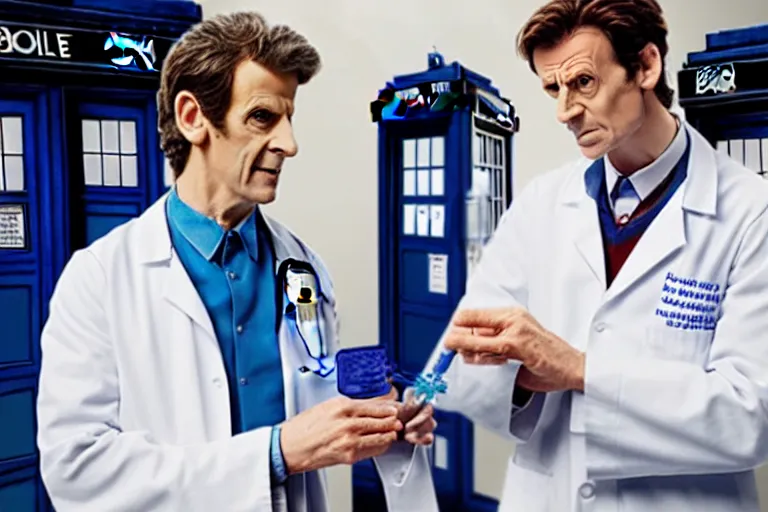 Image similar to doctor who as a dentist in the tardis