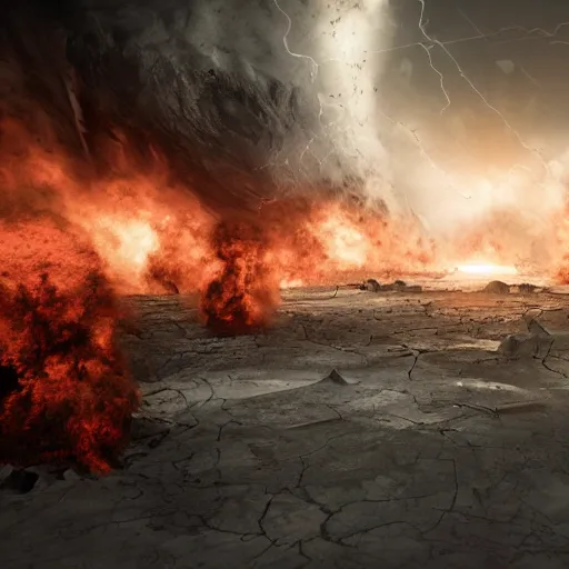 Prompt: chaotic hell, end of world, vray