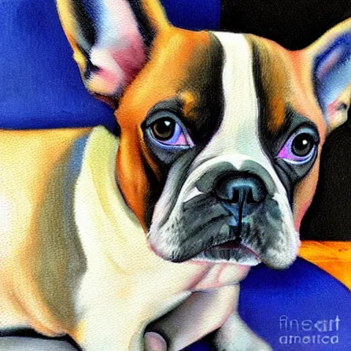 Prompt: french bulldog painting in the style of mona lisa