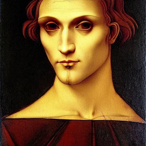 Image similar to attractive twenty first century male vampire beautiful eyes. highly detailed painting by leonardo da vinci 8 k