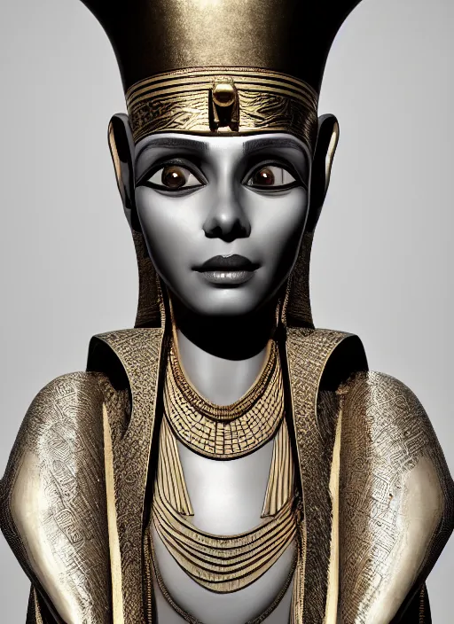 Image similar to an anthropomorphic beautiful female wizard of pharaoh portrait wearing robe, fine art, award winning, intricate, elegant, sharp focus, octane render, hyperrealistic, cinematic lighting, highly detailed, digital painting, 8 k concept art, art by jamie hewlett and z. w. gu, masterpiece, trending on artstation, 8 k