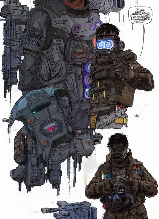 Image similar to apex legends cyberpunk spy in stealthsuit. concept art by james gurney and mœbius. gorgeous face.