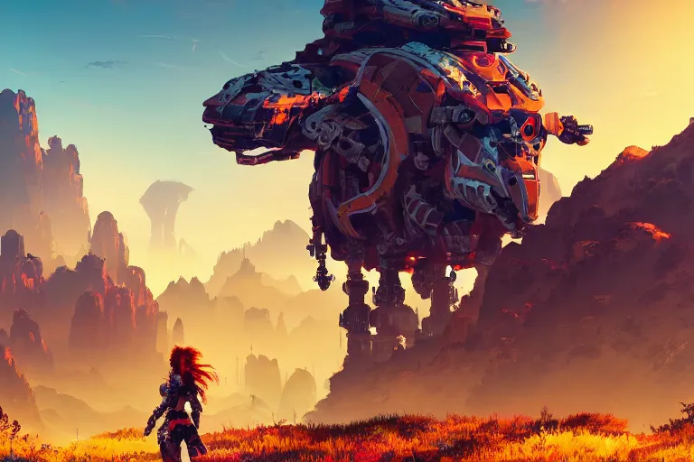 Image similar to scorcher machine mecanical creature robot of horizon forbidden west horizon zero dawn radiating a glowing aura global illumination ray tracing hdr fanart arstation by ian pesty and alena aenami artworks in 4 k